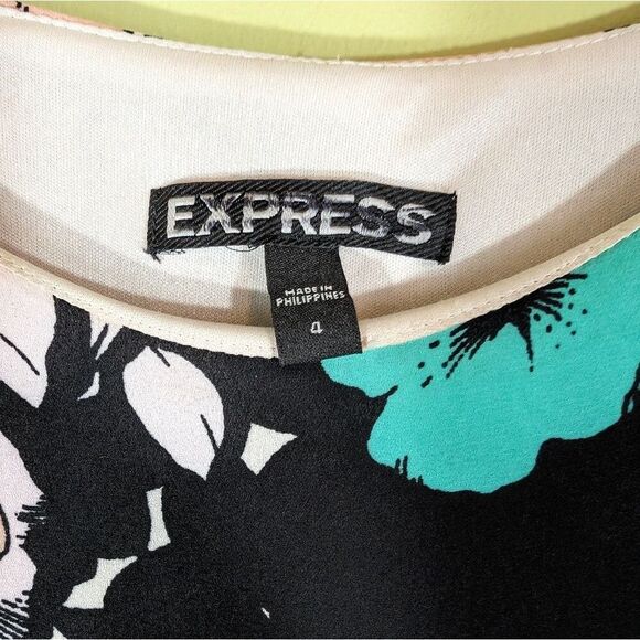 Express Dress floral spring sheath dress long sleeve multicolor bright 4 - Picture 6 of 8